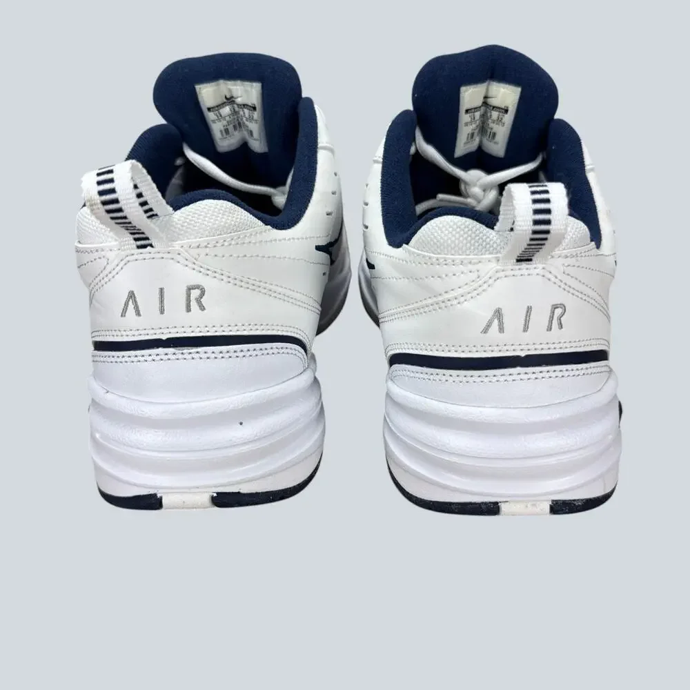Nike Air Monarch IV White Midnight Navy Metallic Silver 416355-102 Men's Size 14